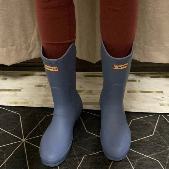 Hunter Original Back Adjustable Short Periwinkle Waterproof Matte Blue Rain Boot
